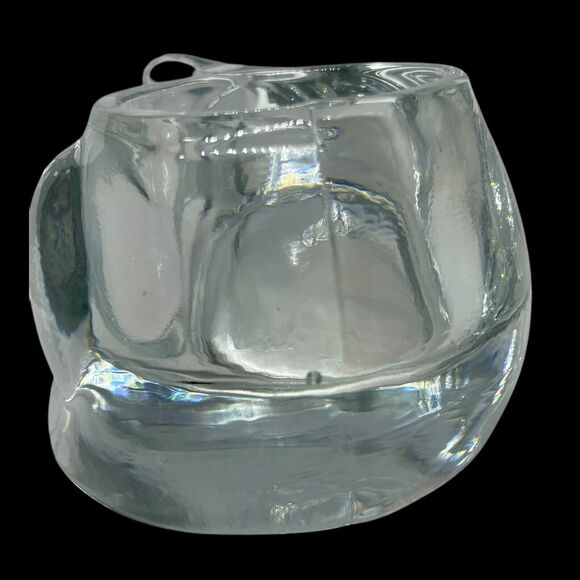 Vintage Indiana Glass Sleeping Cat Crystal Votive Candle Tea Light Holder Kitty - Picture 8 of 11